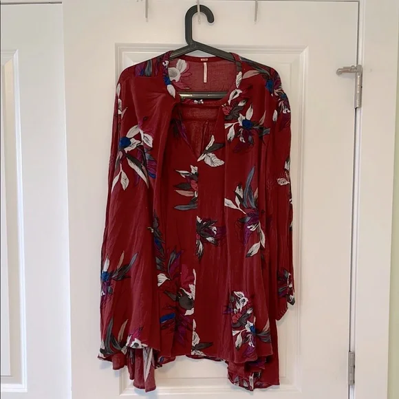 Free People Electric Orchid Tree Swing Tunic Dress Red - Picture 9 of 15